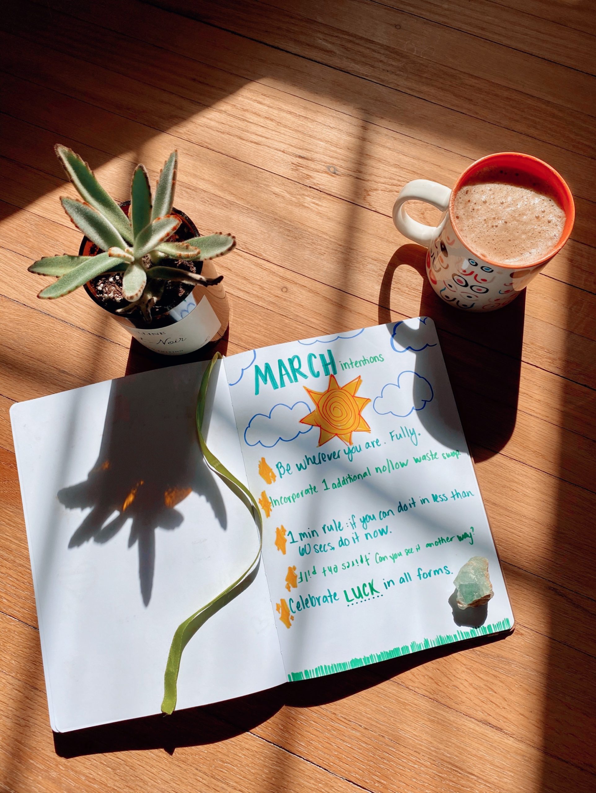 Image of a handwritten journal entry with March intention setting